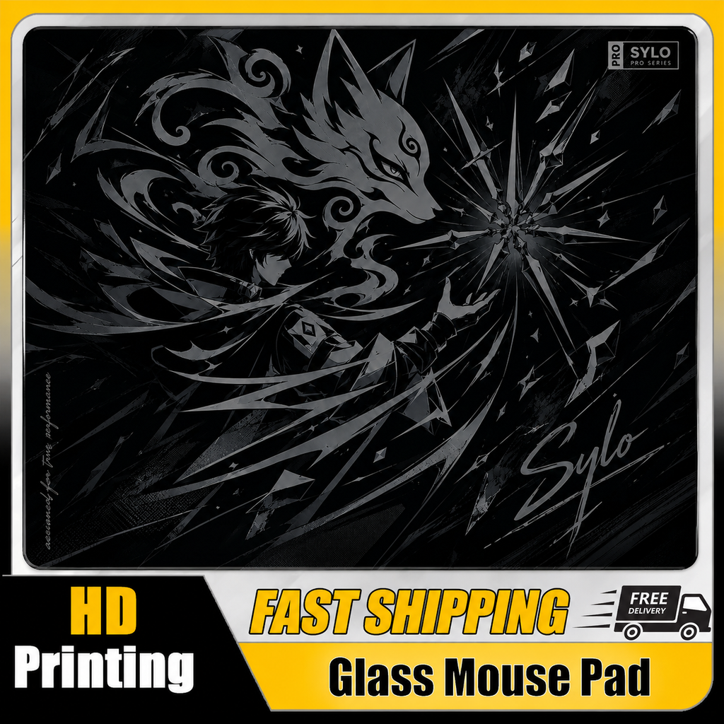 SYLO Tempered Glass Mouse Pads Customization Pixiv 3D Photovoltaic Technology Desk Pad PC FPS Gaming Glass Pad Replica
